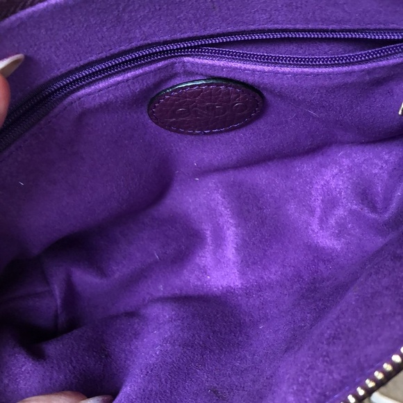 Londo purple leather pouch for make up or checkbook small insert or clutch 10x6 - Picture 5 of 6